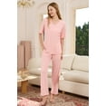 thumbnail image 3 of U2SKIIN Women Pajama Sets, Lightweight Nightwear Short Sleeve Sleepwear with Long Pants,(Light Pink,S), 3 of 5