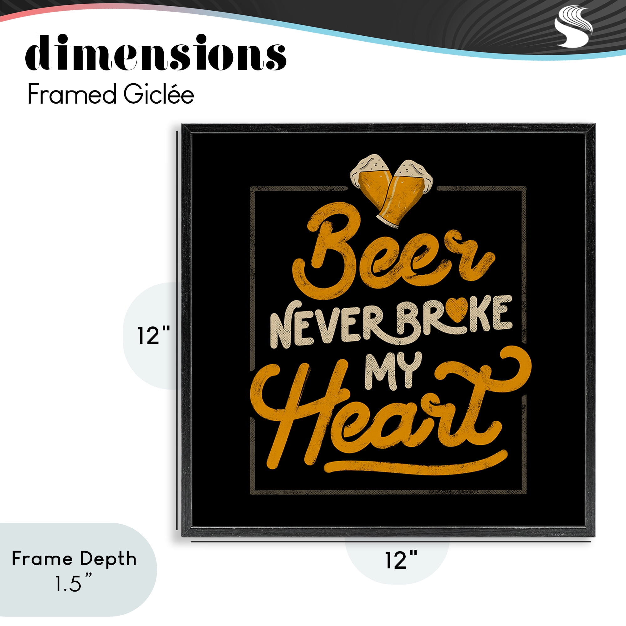 Stupell Industries Beer Never Broke My Heart Black Framed Giclee Art, design by EduEly Designs