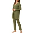 thumbnail image 4 of Unique Bargains Women's Knit Lounge Sleepwear Pants Shrug Cardigan 3ps Pajama Set, 4 of 5