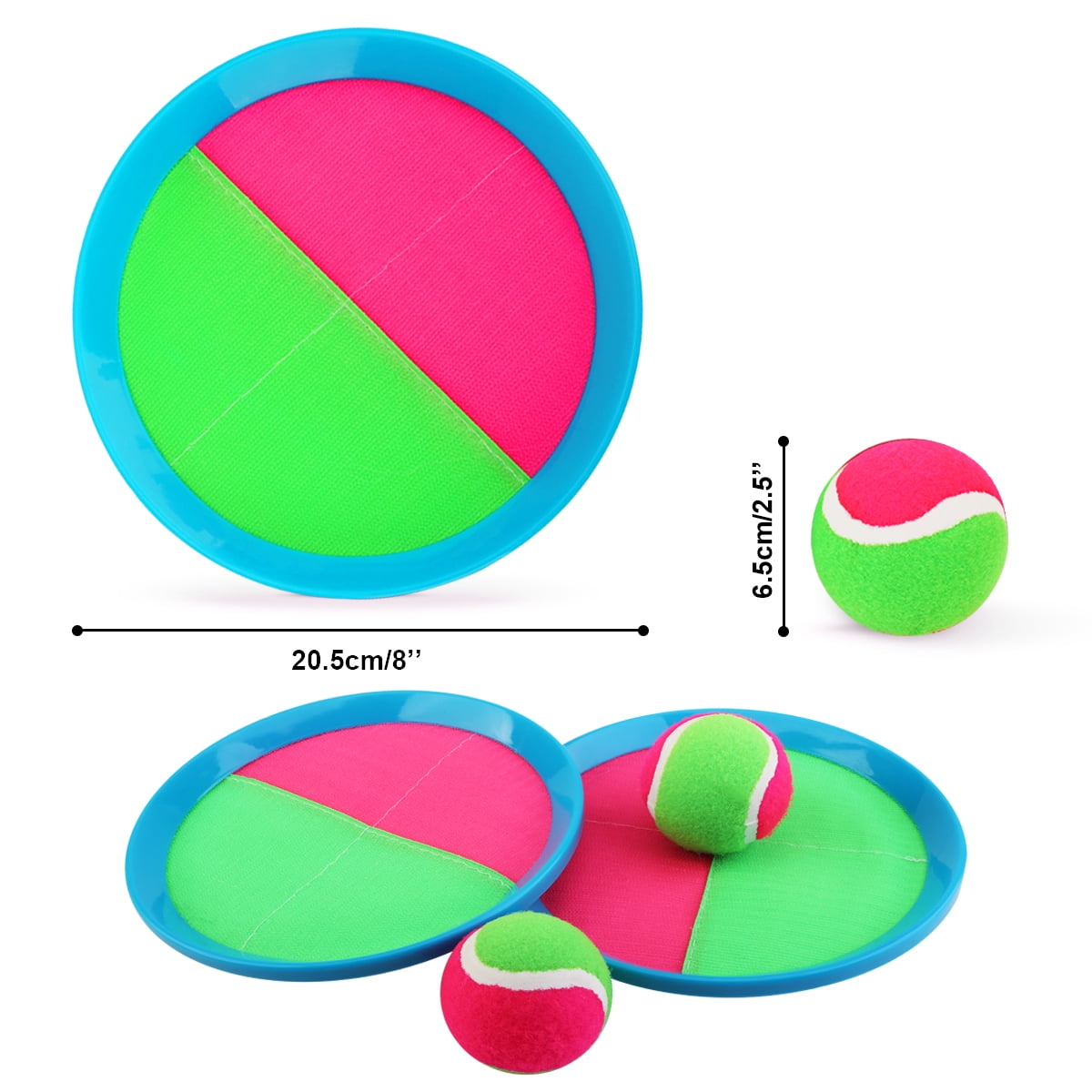 PLAYZAP Toss and Catch Ball Set - Outdoor Toys for Kids ages 3 4-8, Beach Toys Outside Yard Pool Lawn Games, Gifts for Boys Girls Adults Family - 2 Paddles 2 Sticky Balls(Upgraded)