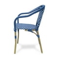 thumbnail image 6 of GDF Studio Grouse Outdoor French Bistro Chairs, Set of 2, Navy Blue, White, and Wood Print, 6 of 7