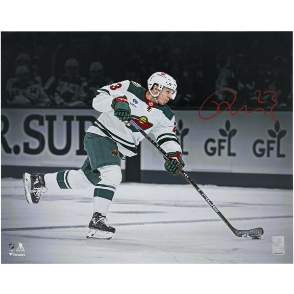 Marco Rossi Minnesota Wild Autographed 16" x 20" White Jersey Shooting Spotlight Photograph - Fanatics Authentic Certified