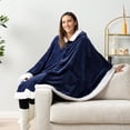 thumbnail image 5 of Wearable Blanket for Adult Women, Cozy Plush Fleece Blanket Poncho Cape with Hood, Super Soft Shawl, Angel Wrap Throw for Office, Dark Gray, 5 of 9