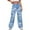 Blue, variant on HOWPAY Women Jeans Wide Leg Heart Print High Waisted Stretchy Loose Denim Pants with Pockets Boyfriend Casual Streetwear Baggy Pants Black S