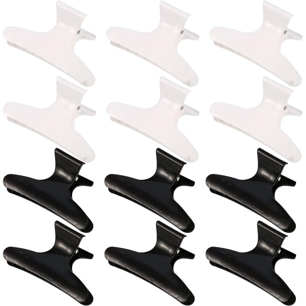 12 Piezas Pinzas de Peluquería de Mariposa Pinza de Pelo de Salón Pinza de Peluquería Pasadores de Clip Blancos y Negros