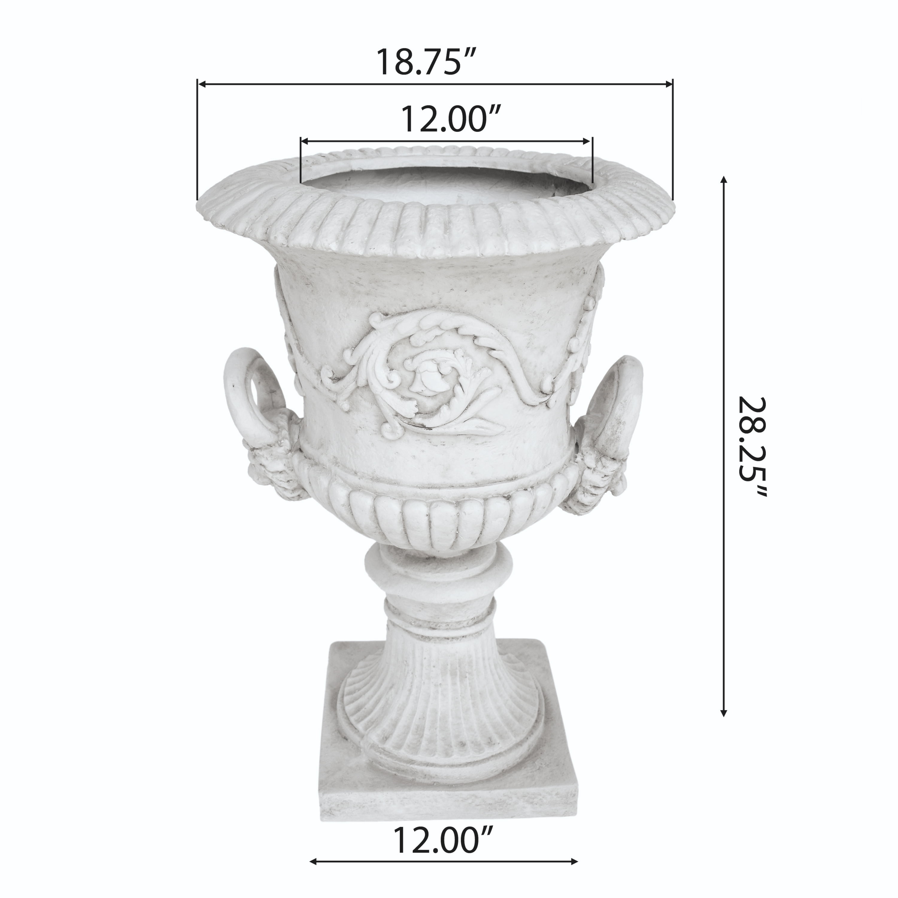 Alena Outdoor Light Weight Concrete Chalice Garden Urn Planter, Antique White