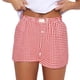 thumbnail image 1 of Ploknplq Shorts for Women,Ladies Shorts,Loose Shorts Women,Shorts Cute Soft Elastic Low Waist Plaid Print Front Pajama Shorts Sleepwear,Womens Shorts Dressy Casual,Comfy Shorts for Women Red 1 L, 1 of 9