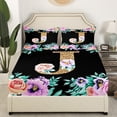 thumbnail image 3 of Erosebridal Cartoon Flower Sheet Set Twin, Vintage Floral Twin Sheet Sets, Monogrammed J Bedding Sets Twin Size, Microfiber Bedroom Decor, 3pcs, 3 of 7