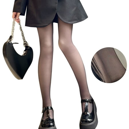 

SIEYIO Women Warm Black Tights Fleece Lined Fake Translucent Button Waist Pantyhose