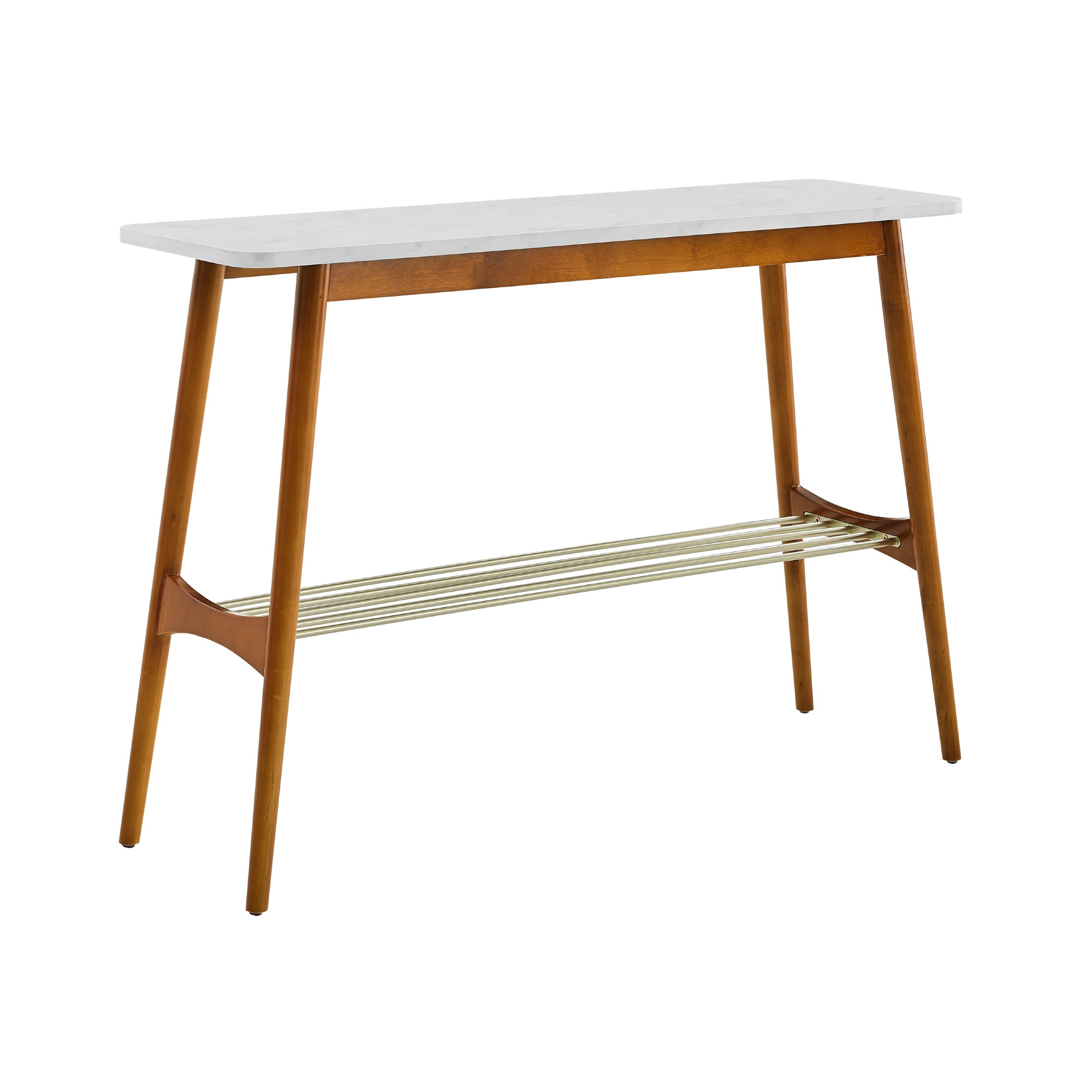 Manor Park Barry Mid Century Modern Faux Marble Entry Table, Acorn