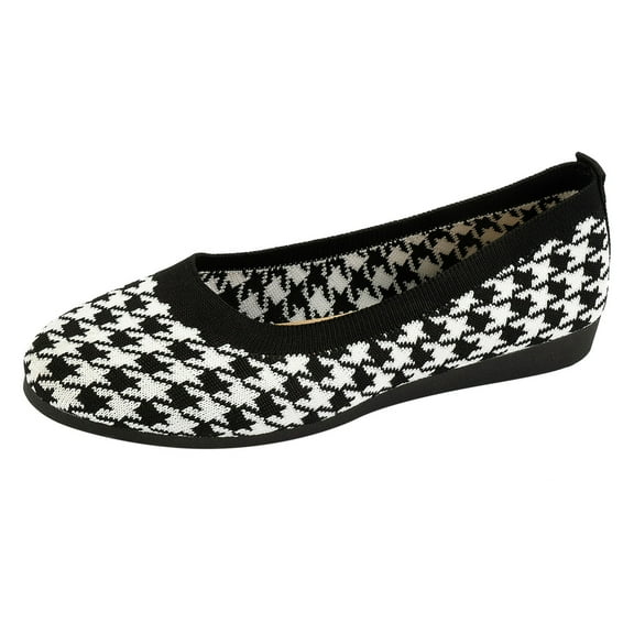 Sngxgn Womens Ballet Flats Comfort Slip On Walk Work Dress Shoes(Black,42)