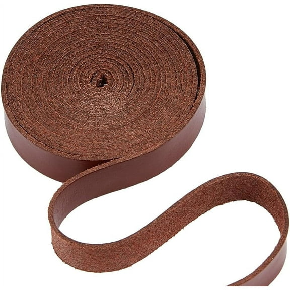 0.5 Inch Wide Flat Leather Cord 200cm Leather Strips 1.2mm Thick Glossy Full Grain Genuine Leather Strap Threads Strings for DIY Crafts Belt Boot Lace Making Braiding Ropes Saddle Brown DIY