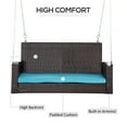 thumbnail image 4 of Outsunny 2 Person Wicker Hanging Swing Bench, Front Porch Swing Outdoor Chair with Cushions 550 lbs. Weight Capacity for Backyard, Garden, Sky Blue, 4 of 9