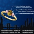 thumbnail image 2 of Gem Stone King 18K Yellow Gold Plated Silver Mango Mystic Topaz and Pink Lab Grown Diamond Engagement Ring for Women | 1.56 Cttw | Oval 7X5MM | Gemstone November Birthstone | Size 5, 2 of 6