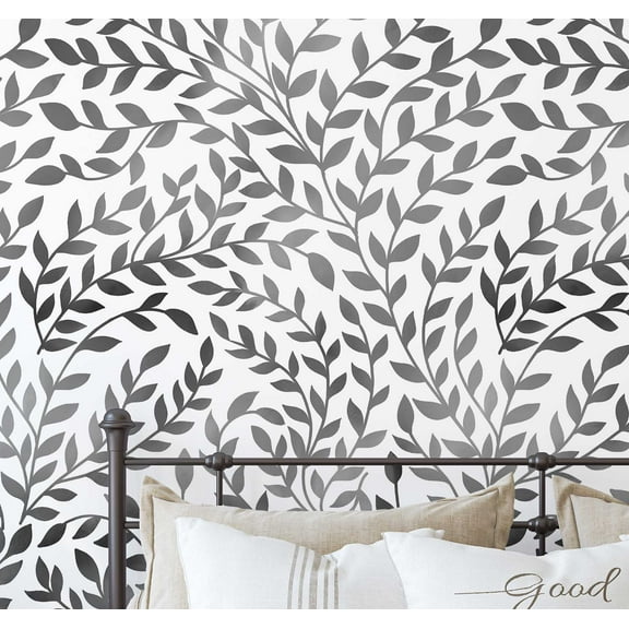 S4sassy Removable Nature-inspired Waterproof Wall Wrap, Wallcover, Red & Grey Botanical Print Contact Paper for Walls, Cabinets, Self Adhesive Vinyl Wallpaper Roll- Grey (25"x60")