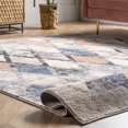 thumbnail image 5 of nuLOOM Saoirse Distressed Trellis Area Rug, 6' 7" x 9', Blue, 5 of 9