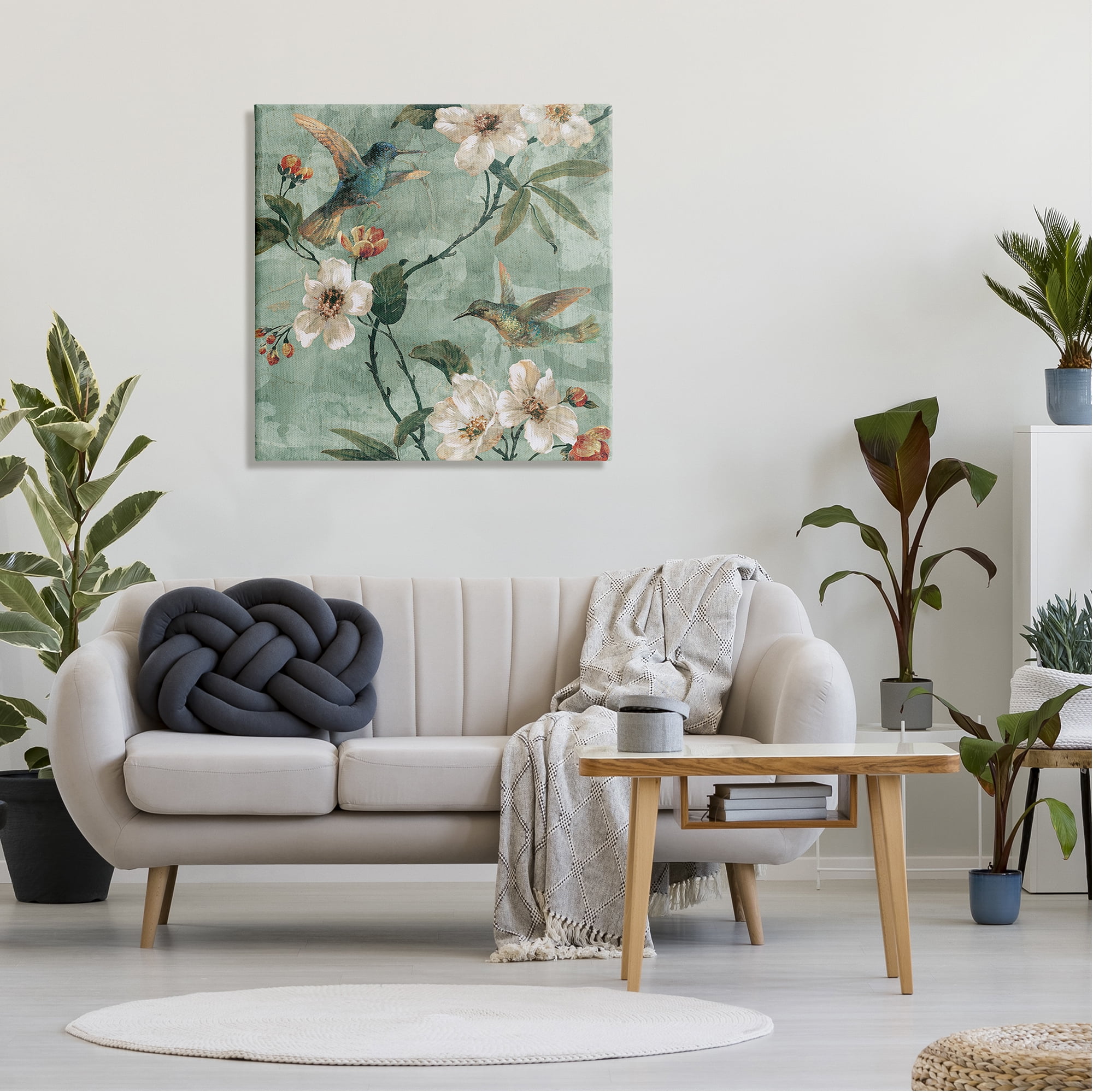 Stupell Industries Apple Blossoms & Birds Botanical & Floral Painting Gallery Wrapped Canvas Art Print Wall Art, 30 x 30