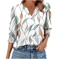 thumbnail image 2 of Zysthvn Summer Womens Tops Casual 3/4 Sleeve T Shirts for Women Stretch V-Neck Printed, 2 of 6