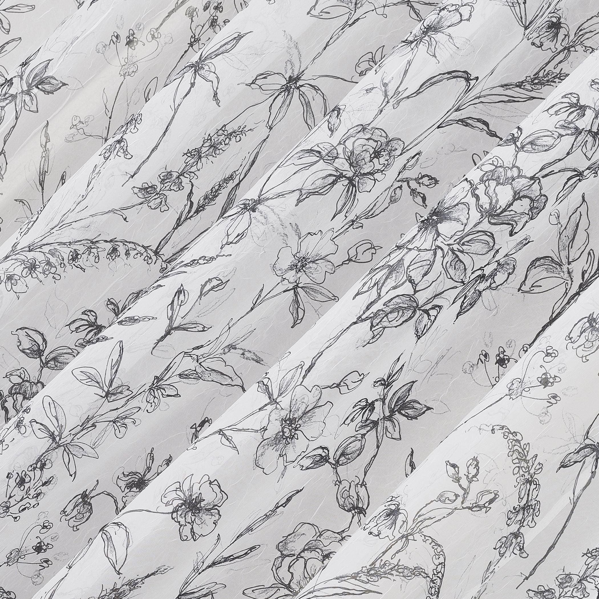 No. 918 Ambree Vintage Floral Sheer Rod Pocket Curtain Panel, 51"x84", Black/White