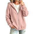 thumbnail image 2 of VV AVEORS Womens Zip Up Hoodies 2026 Oversized Sweatshirt Spring Fall Layering Jacket With Pockets Track Jackets Cozy Fleece Winter Clothes Pink S, 2 of 8