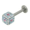 thumbnail image 2 of Labret Monroe Surgical Steel 14G Cube Shape with Jewels - 4 Colors Available, 2 of 12