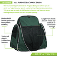 thumbnail image 2 of Champion Sports Deluxe All Purpose Backpack 18' x 19' x 10', Dark Green, 18' x 19' x 10', 2 of 5