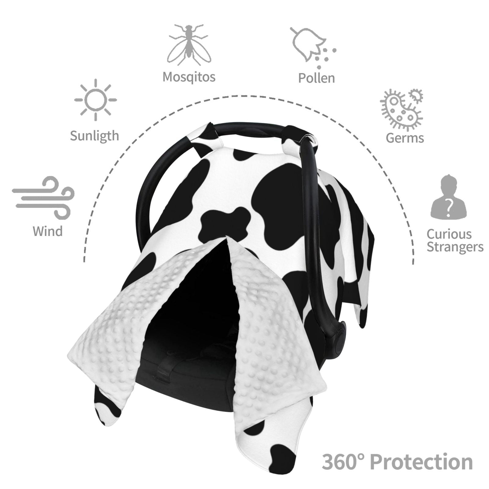 Car Seat Cover Baby - cow spots pattern Breathable Infant Car Seat Cover for Baby Carseat, Lightweight Comfort Baby Essentials Must Haves Newborn Stuff for Girl Boy
