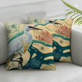 thumbnail image 3 of BANET Throw Pillow Covers Ocean Heron Style with World Map Geography Background Decorative Pillow Case Home Sofa Cushion Cover Square Set of 2 Pillowslip (Egret Set) 22x22in, 3 of 7