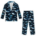 thumbnail image 4 of Xoenoiee Shark Print Boys Velvet Tuxedo Suit 2 Piece Slim Fit Kids Formal Outfit Set with Blazer Dress Pant for Wedding, 11-12 Years, 4 of 7