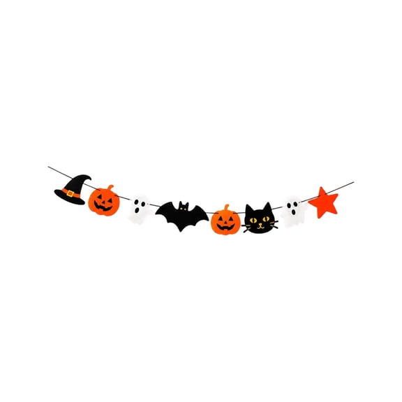 Dvumao 2PC Halloween Pennant Garland Pumpkin Night Wing Cutouts Ghost Star Cutout Bunting for Wall Background Holiday Theme Party Scene Ornament