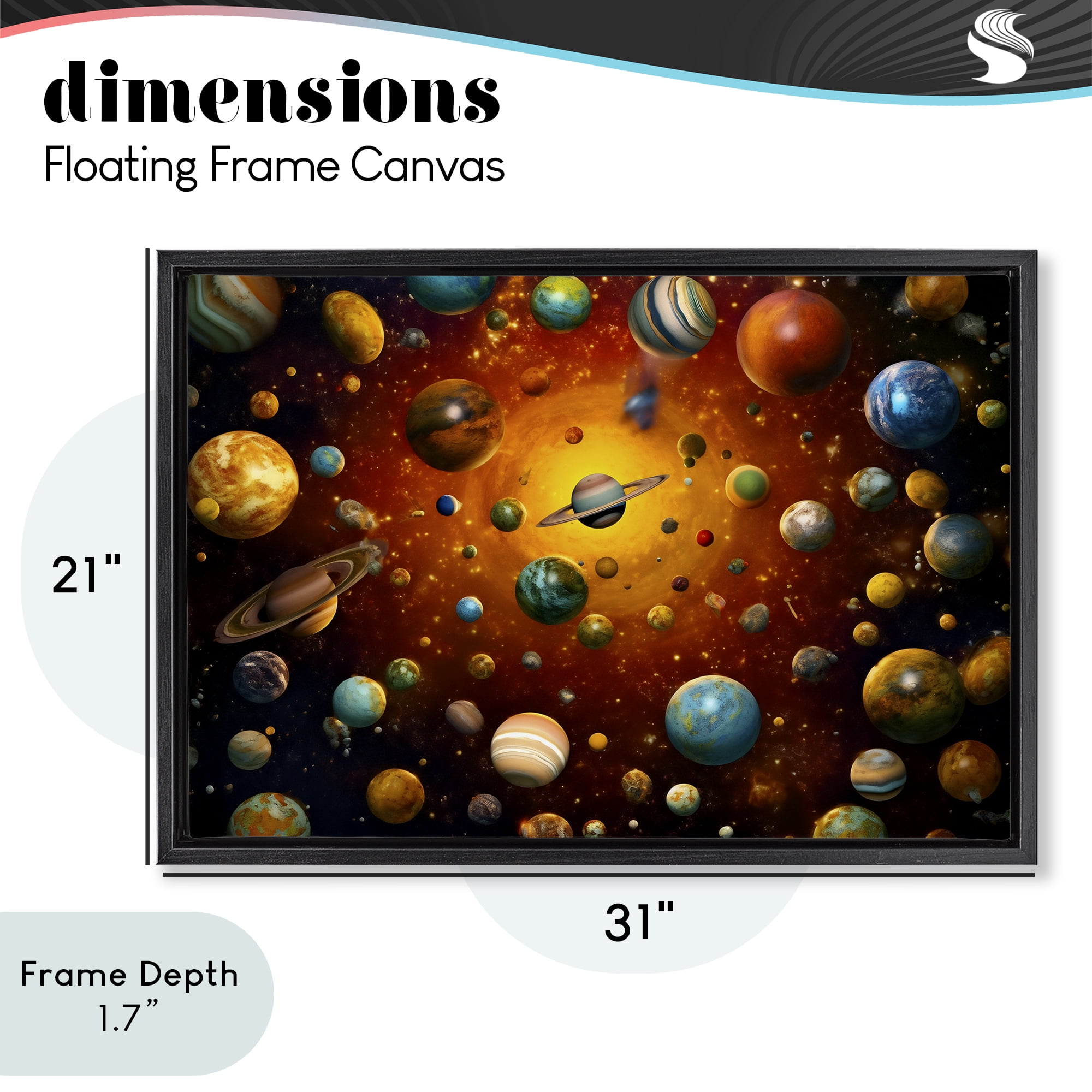 Stupell Industries Cosmic Marbles Galaxy Black Framed Floater Canvas Wall Art, design by Ray Powers