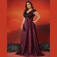thumbnail image 3 of AURA Plus Size Evening Dress Deep V-Neck Sleeveless A-Line Party Wear Long Dress, 3 of 6