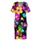 thumbnail image 4 of Vestido elegante de lujo para mujer, estilo retro de los años 60, con pequeñas flores, varios colores sobre negro, holgado y con bolsillos, 2025, largo., 4 of 7