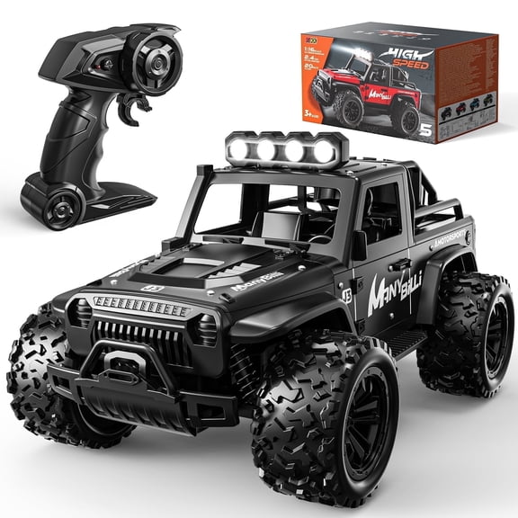 WeFone RC Car, 20KM/H Speed 1:16 Off-Road RC Truck with LED Lights, 2 Batteries, Outdoor Play, Best Gift for Kids 3