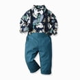 thumbnail image 2 of 6-12 Months Infant Baby Boy 2Pcs Long Sleeves Gentleman Outfit Clothes Sets 9 12 18 Months 2T 3T 4T 5T 6T Formal Bowtie Shirt Suspender Pants Wedding Dress Suits Toddler Boys Winter Clothes,White, 2 of 5