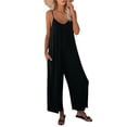 thumbnail image 2 of Spaghetti Strap Jumpsuits for Women Summer Casual Long Rompers Wide Leg Baggy Bibs Overalls Pants V Neckline Comfy Loose One Piece Clothing, 2 of 4