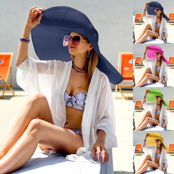 Women's Large Sun Hat Beach Anti UV Sun Cap Wide Brim Casual Summer Outdoor Wear