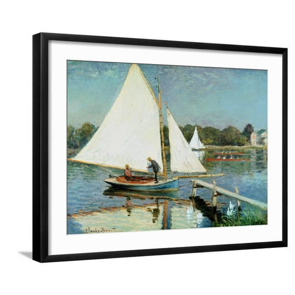 Art.com Sailing at Argenteuil, c.1874 Giclee Print by Claude Monet, Black Frame Wall Art, 29" x 23"