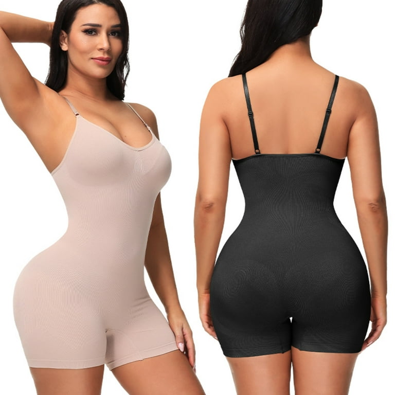 Women Seamless Full Body Shapewear Tummy Control Butt Lifter Body Shaper  Thigh Slimmer High Waist Bodysuit with Straps