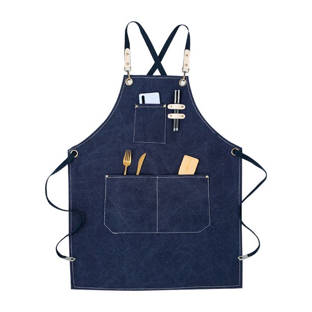 Delantal de lona para hombres, delantal de trabajo resistente con bolsillos, delantal impermeable resistente al desgaste para herramientas para jardín, taller de manualidades y garaje, azul marino