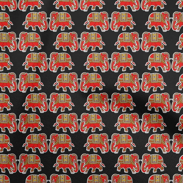oneOone Velvet Black Fabric Elephant Craft Projects Decor Fabric Printed By The Yard 58 Inch Wide