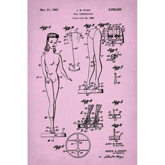 Barbie Doll Patent Art Poster Print