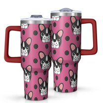OBREWU Cute Bulldogs Tumbler with Handle and Lid,Cute Bulldogs 40oz Double Wall Vacuum Insulated Tumbler,Cups Gift for Women and Men
