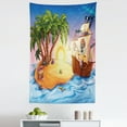 thumbnail image 1 of Pirate Ship Tapestry, Ghost Ship on Exotic Sea near Treasure Island with Palm Trees and Open Chest, Fabric Wall Hanging Decor for Bedroom Living Room Dorm, 5 Sizes, Multicolor, by Ambesonne, 1 of 1