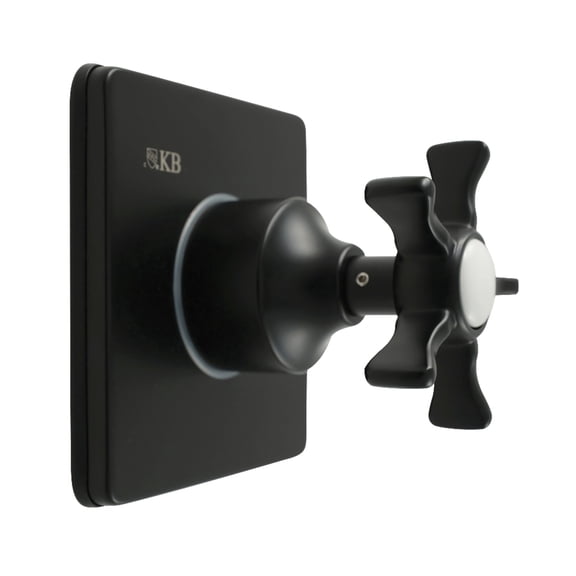 Kingston Brass KS3040NX Hamilton Single-Handle Three-Way Diverter Valve with Square Trim Kit in Matte Black