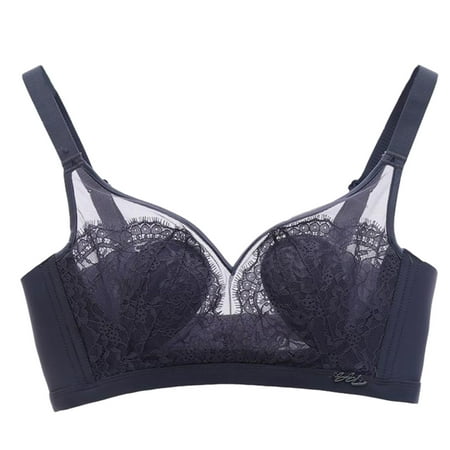 

zuwimk Women Bra Full Coverage Women s Bras EcoSeamfree Rib Molded Cup Plunge Bralette Blue 40