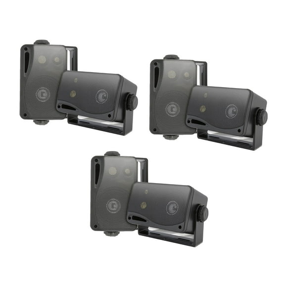 Pyle PLMR24B Haut-Parleurs Audio Marins 3.5 Pouces 3 Voies Résistants aux Intempéries, Noir (3 Paires)