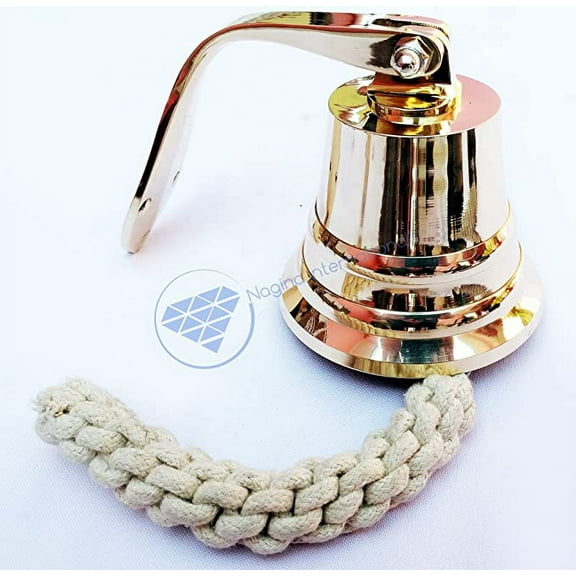 4" Solid Brass Hanging Bell With Curved Hanger - (Brass Polished)