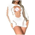 thumbnail image 3 of Lencería de mujer, malla hueca, medias de manga larga, body de nailon para mujer, 3 of 3