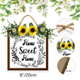 thumbnail image 2 of Eveokoki Home Sweet Home Wreaths Decor Sign Front Door, Round Wood Hanging Sign with Ribbon Bow and Artificial Green Leaves, Farmhouse Porch Decorations for Home 8", 2 of 5